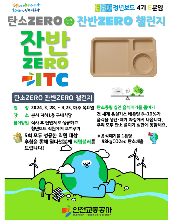 ‘탄소 제로(Zero) 잔반 제로(Zero) 챌린지’ 포스터. 이미지/인천교통공사 제공